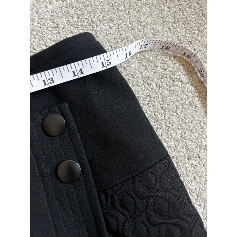 Cabi Mini Skirt XS Black Mixed Media Quilted Wrap Front Button Detail
